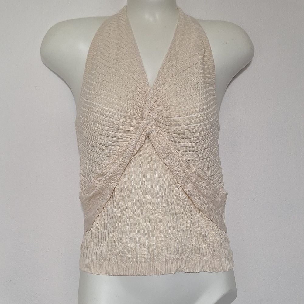 Cupshe Cream Knitted Halter Sleeveless Tank Top